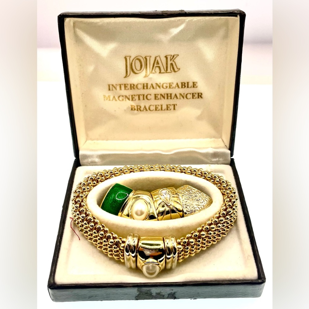 Vintage Gold Tone Mesh Linked Interchangeable Magnetic Bracelet Set